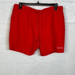 Calvin Klein Men's Modern Euro 5" Volley Swim Trunks red XL